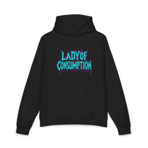 "lady of consumption" cotton hoodie